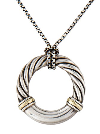 David Yurman Two-Tone Metro Circle Pendant Necklace