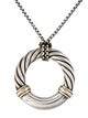 David Yurman Two-Tone Metro Circle Pendant Necklace