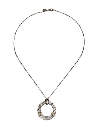David Yurman Two-Tone Metro Circle Pendant Necklace
