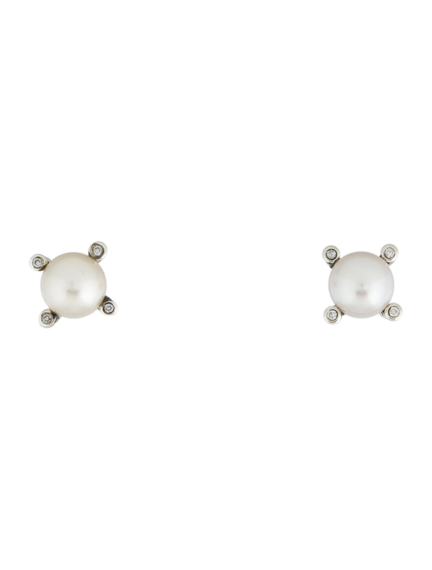 David Yurman Pearl & Diamond Stud Earrings