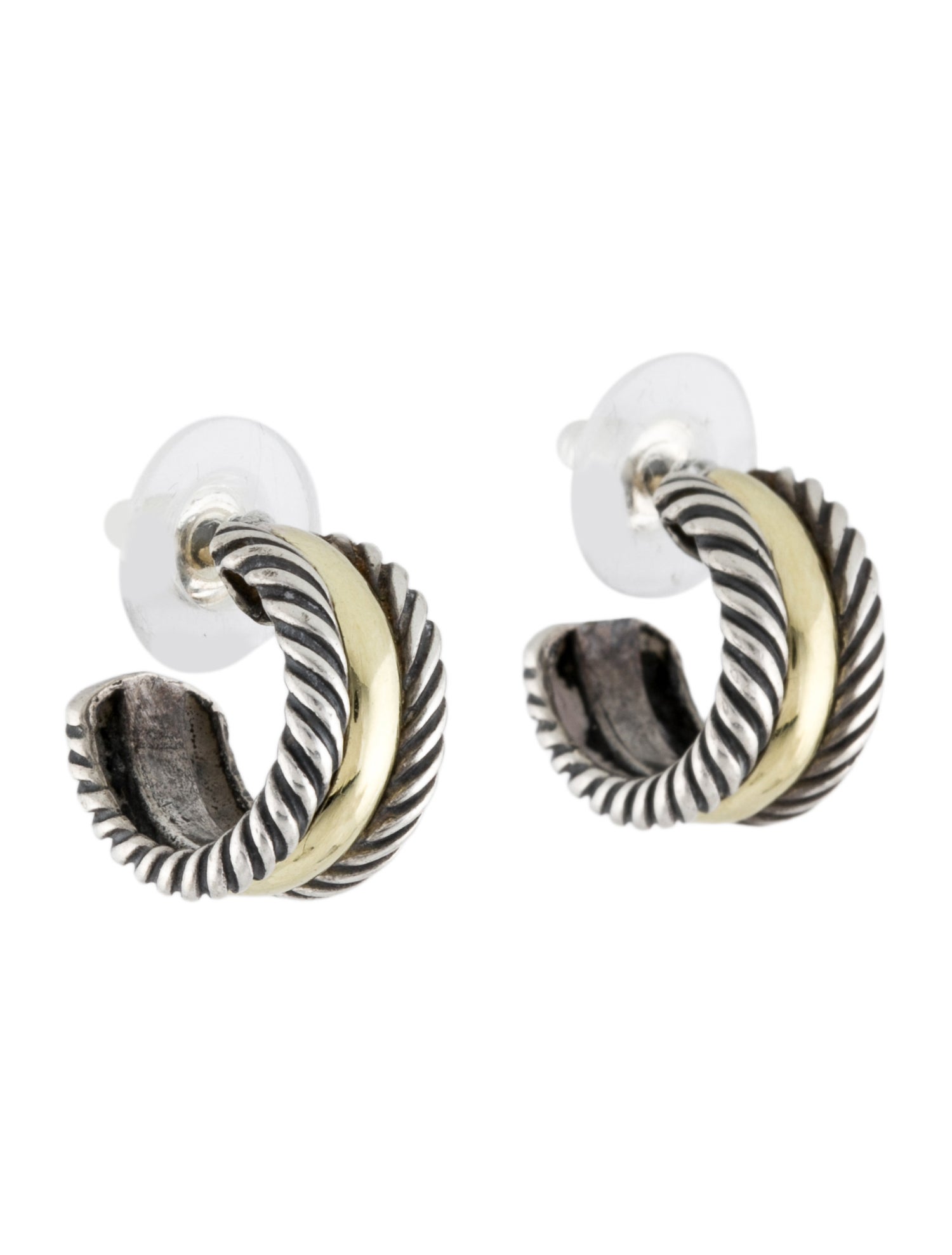 David Yurman Two-Tone Huggie Hoop Earrings