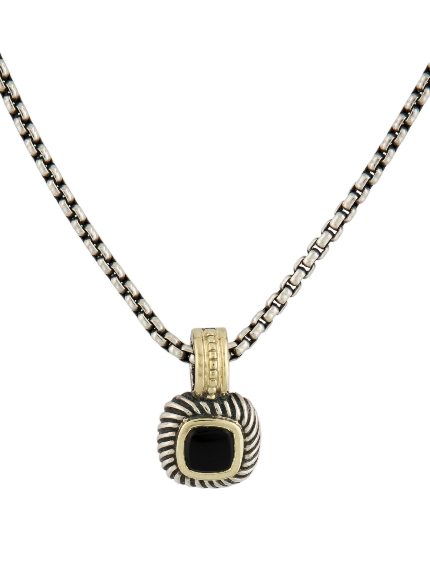 David Yurman Two-Tone Onyx Albion Enhancer Pendant Necklace