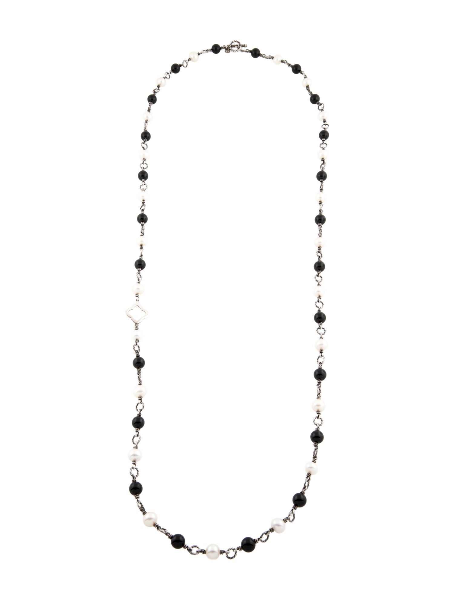 David Yurman Pearl & Onyx Bijoux Station Necklace