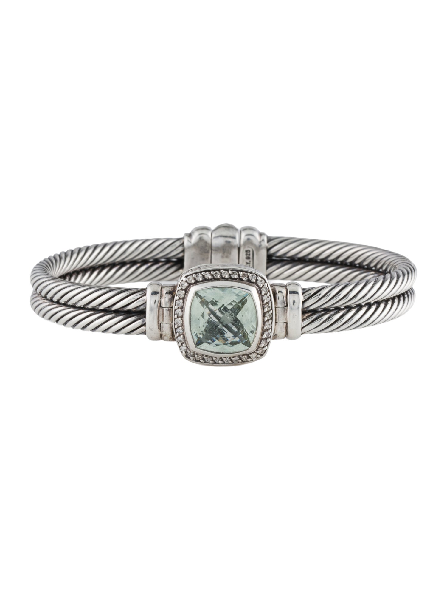 David Yurman Prasiolite & Diamond Albion Hinged Bangle Bracelet