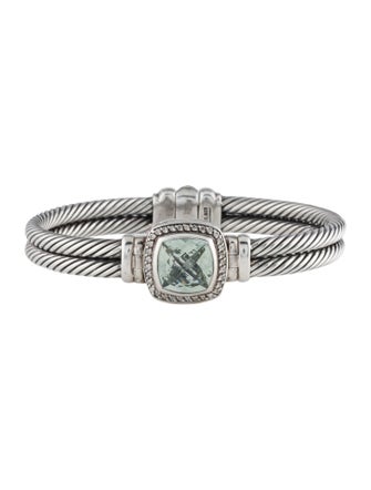 David Yurman Prasiolite & Diamond Albion Hinged Bangle Bracelet