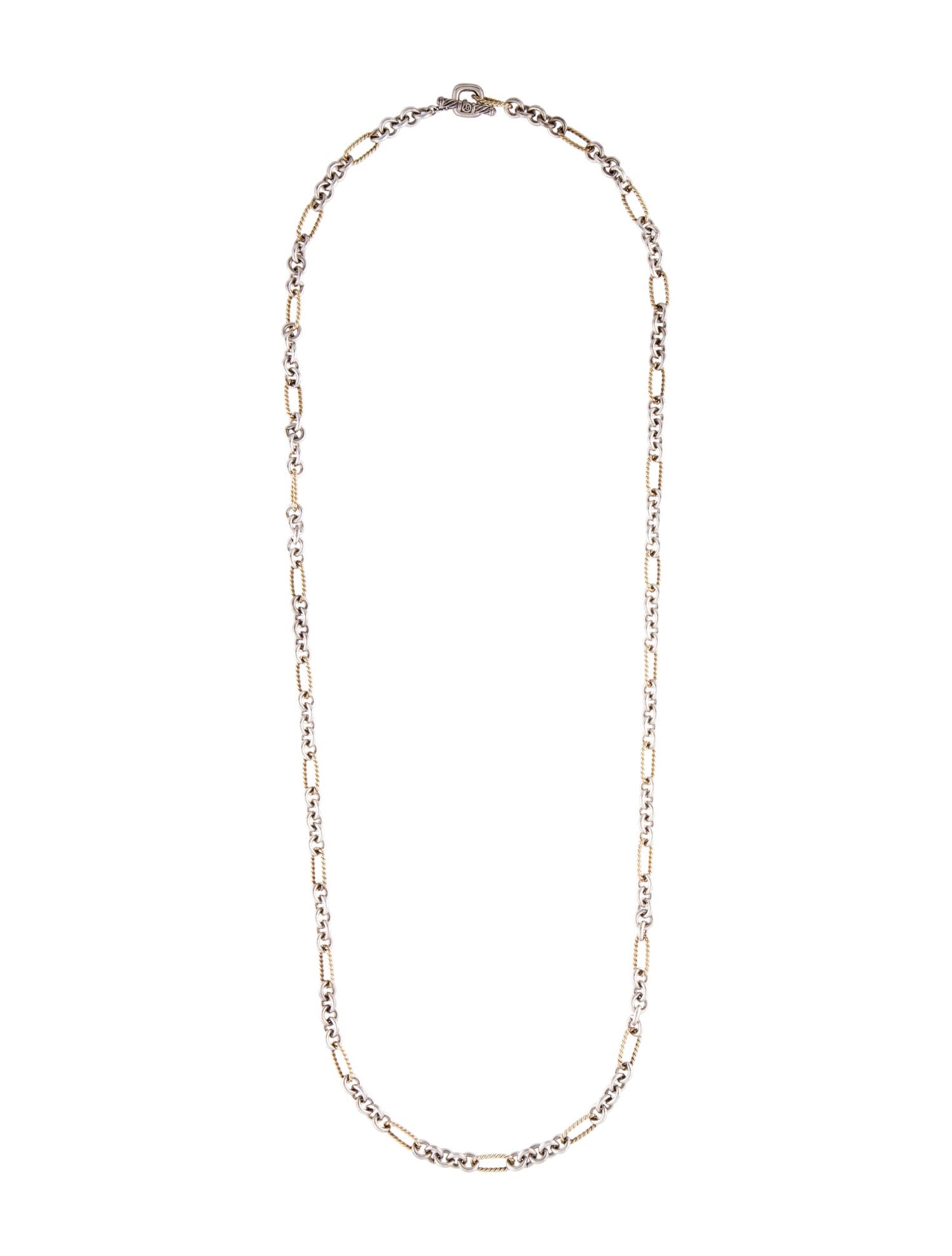 David Yurman Two-Tone Figaro Toggle Chain Necklace