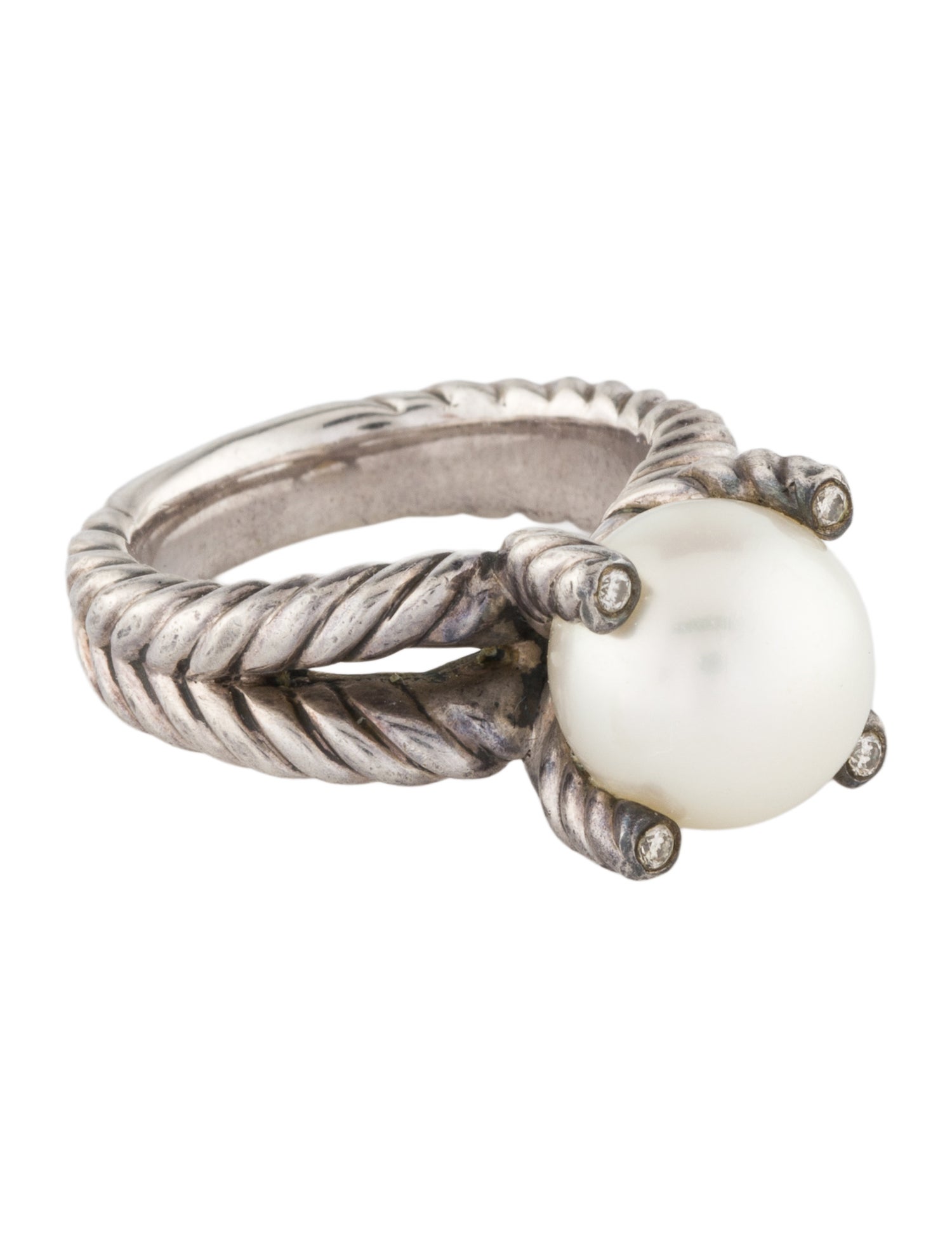 David Yurman Pearl & Diamond Cocktail Ring