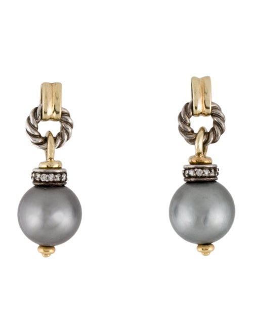 David Yurman Pearl & Diamond Drop Earrings