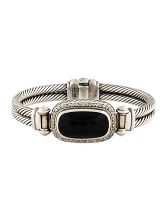 David Yurman Albion Onyx & Diamond Double Cable Bracelet