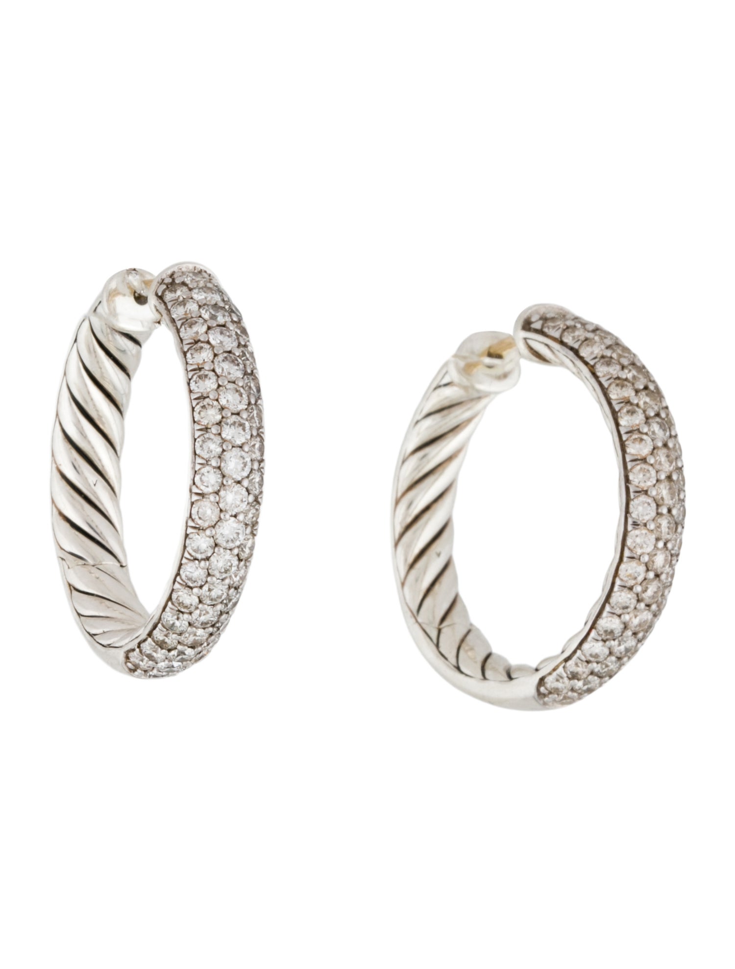 David Yurman 2.12ctw Diamond DY Mercer Hoop Earrings