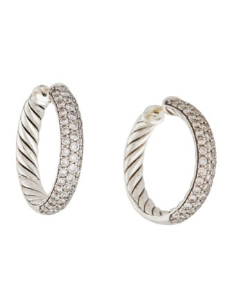 David Yurman 2.12ctw Diamond DY Mercer Hoop Earrings