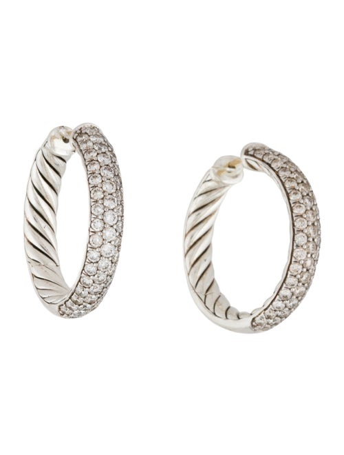 David Yurman 2.12ctw Diamond DY Mercer Hoop Earrings