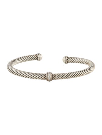 David Yurman Diamond Classic Cable Station Bracelet