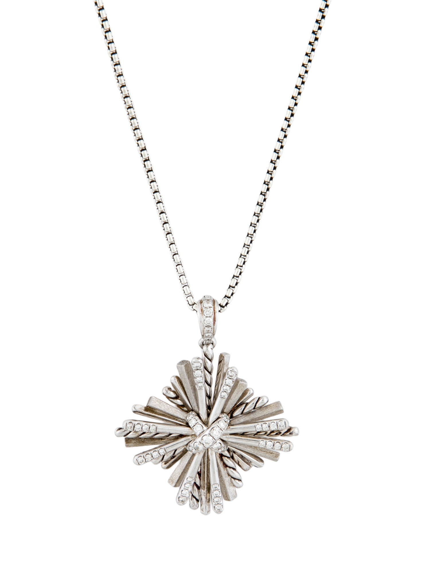 David Yurman Diamond Angelika Four Point Pendant Necklace