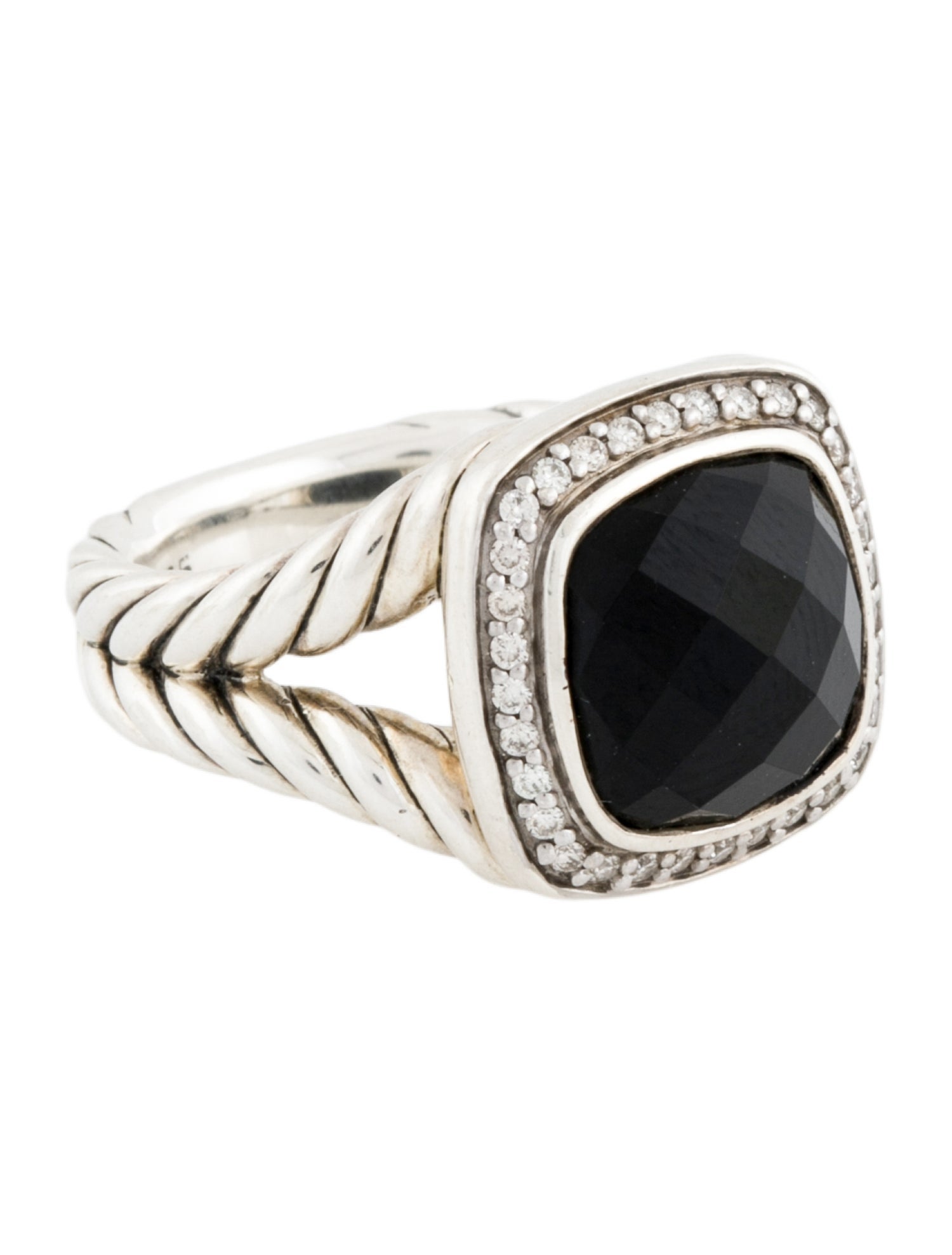 David Yurman Onyx & Diamond Albion Cocktail Ring
