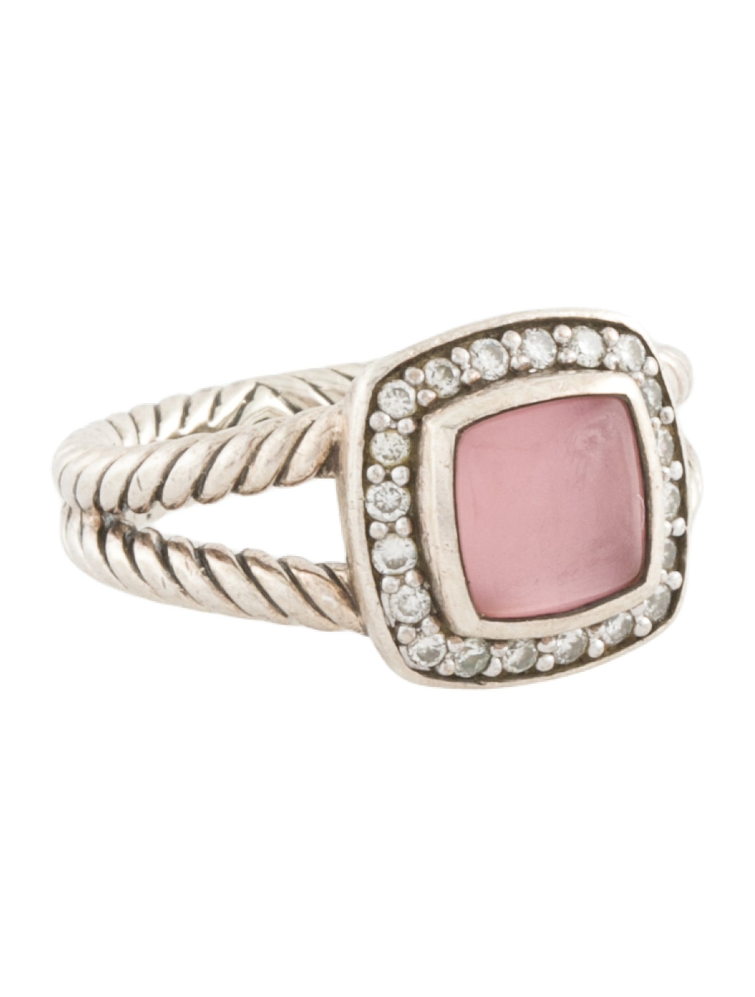 David Yurman Rose Quartz Mother-of-Pearl Doublet & Diamond Petite Albion Ring