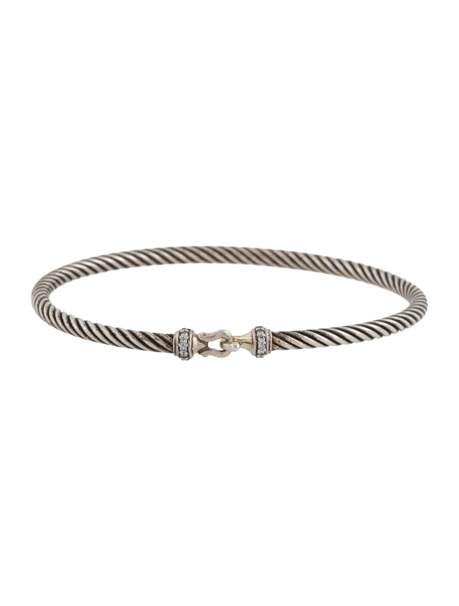 David Yurman Diamond Buckle Classic Cable Bracelet