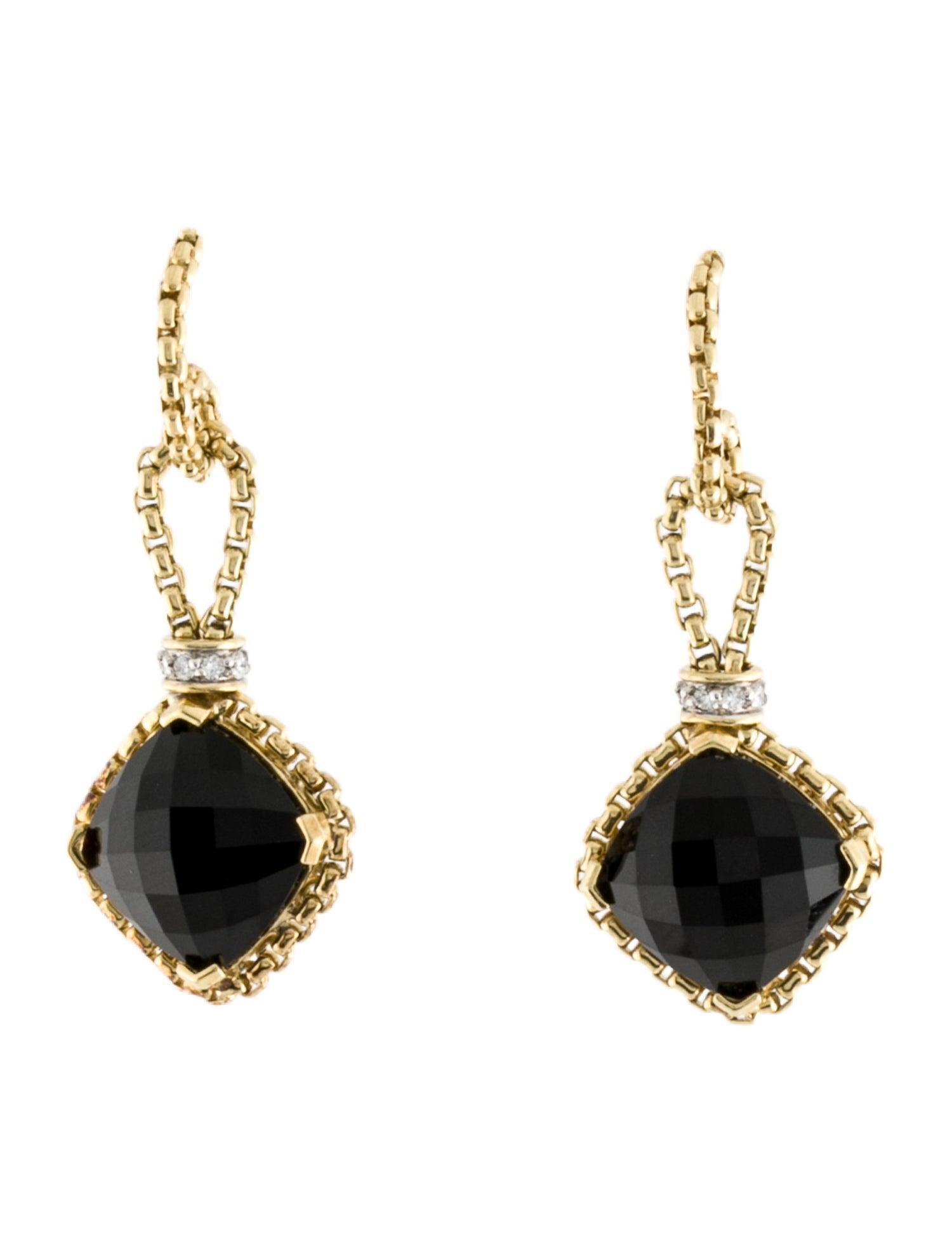 David Yurman 18K Onyx & Diamond Drop Earrings