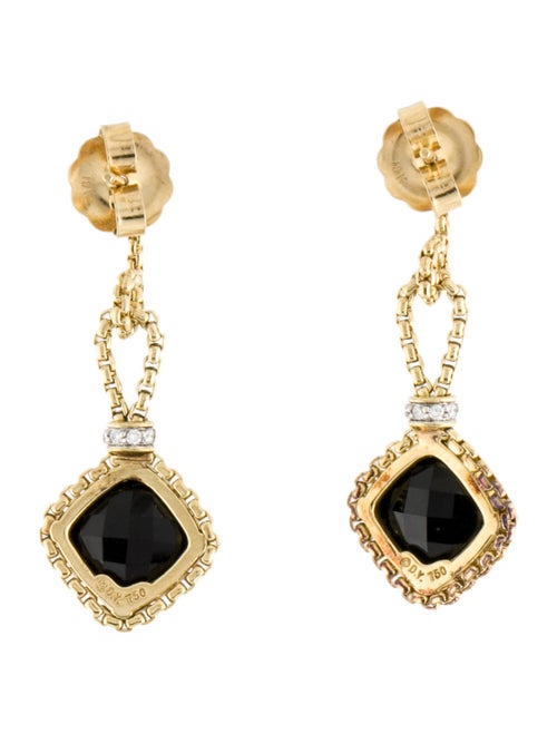 David Yurman 18K Onyx & Diamond Drop Earrings