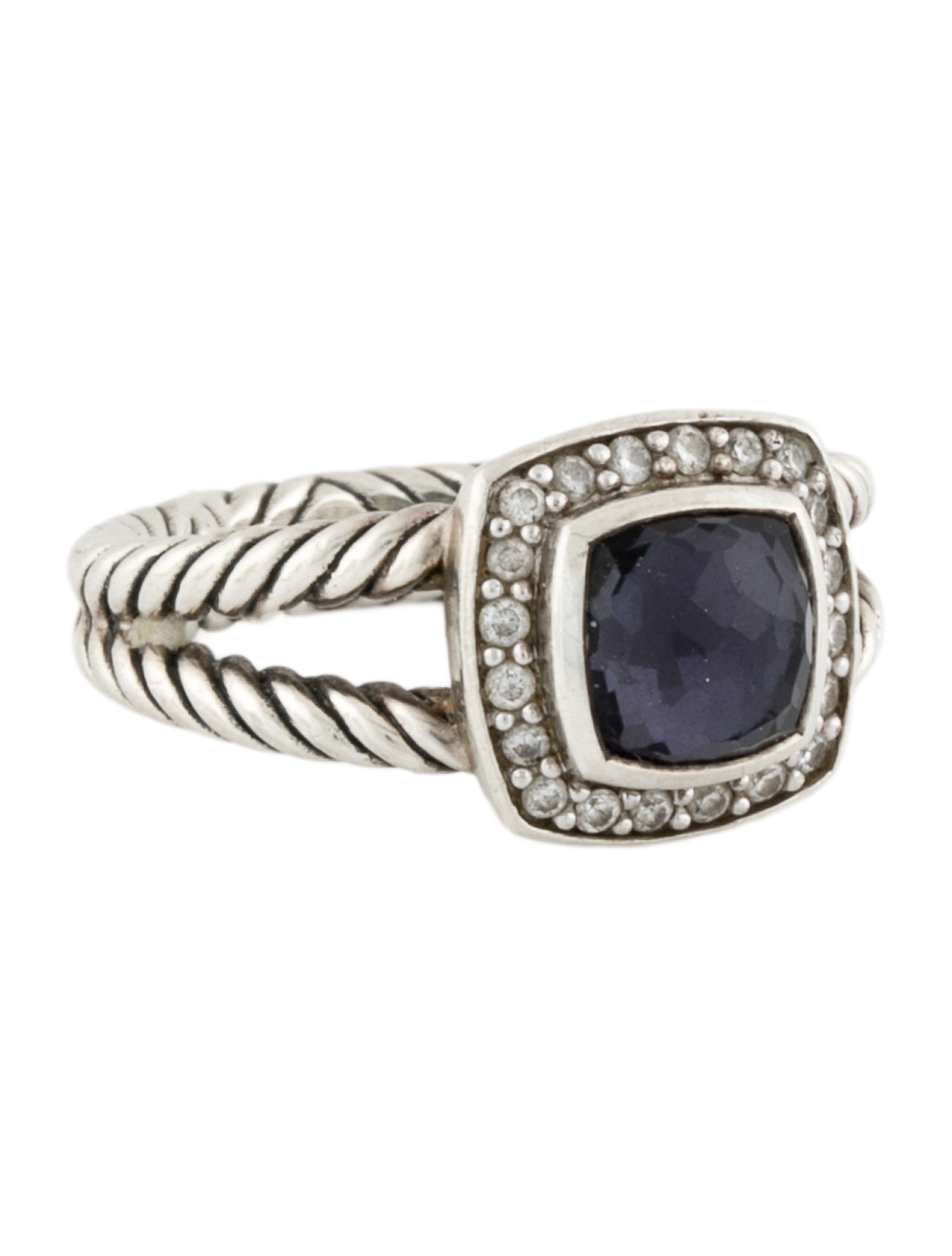 David Yurman Quartz & Hematine & Diamond Petite Albion Ring