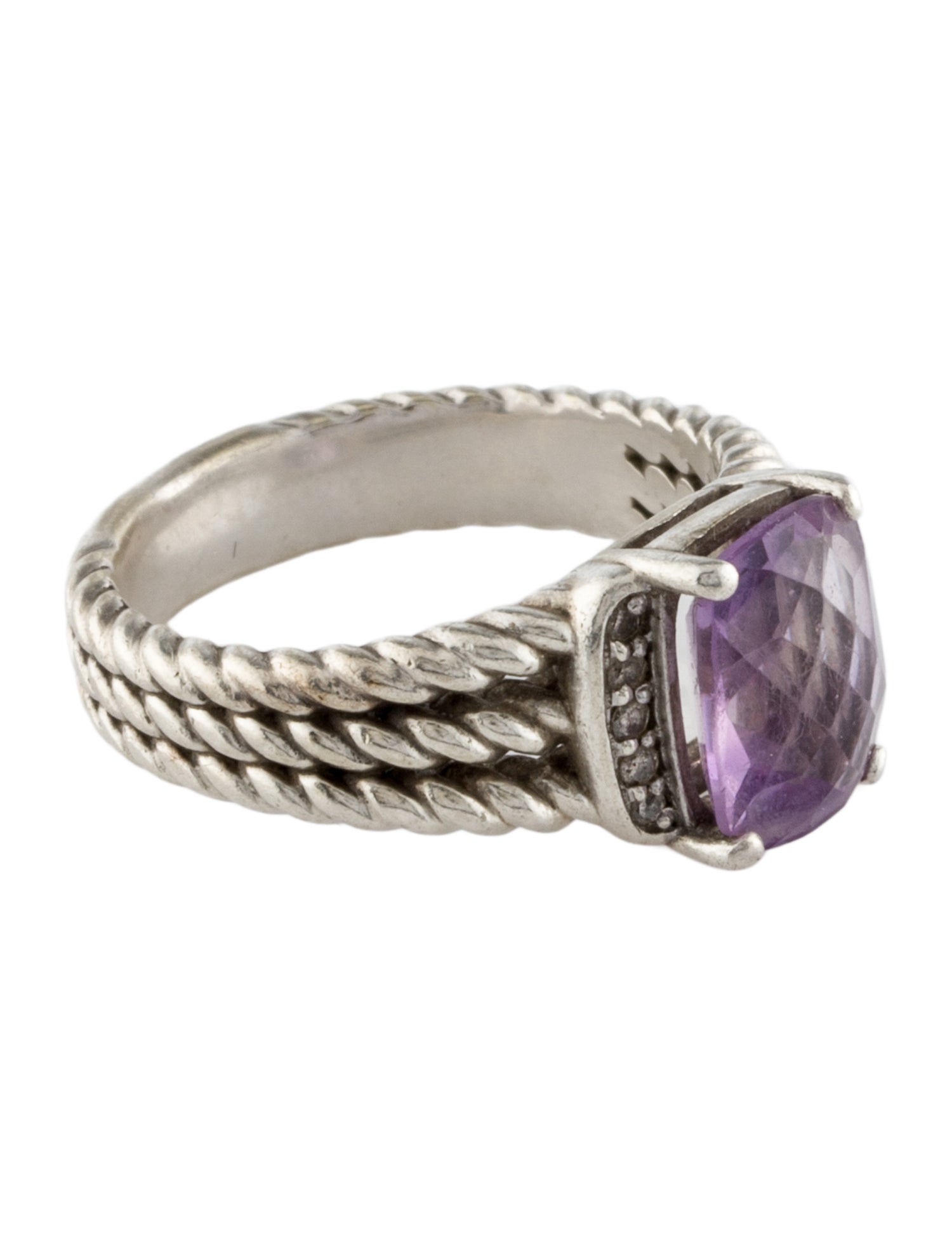 David Yurman Amethyst & Diamond Petite Wheaton® Ring