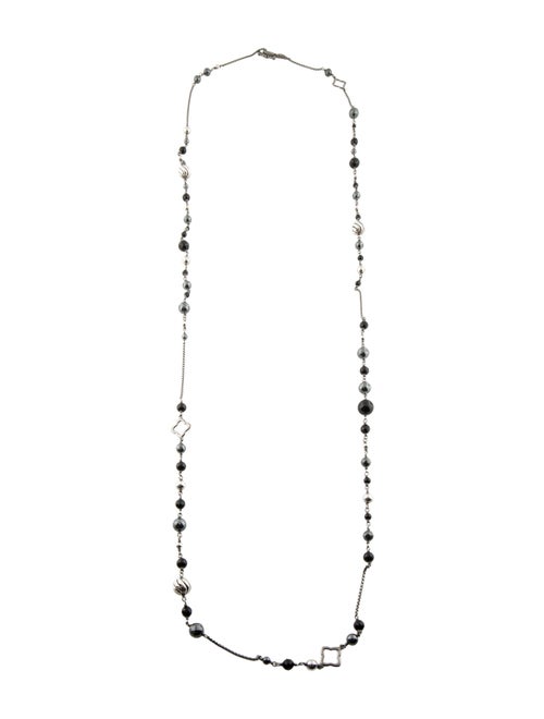 David Yurman Onyx & Hematine Quatrefoil Bijoux Bead Chain Necklace