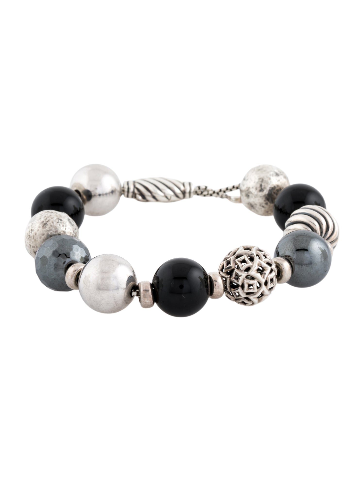 David Yurman Onyx & Hematine Elements Bead Bracelet