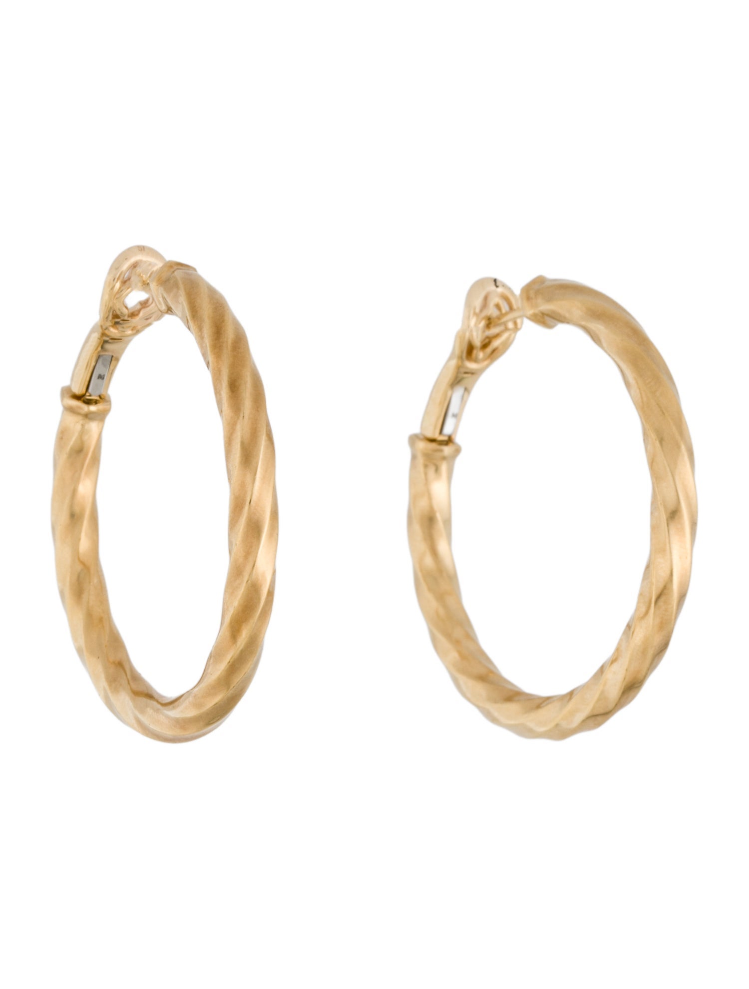 David Yurman 18K Cable Edge Hoop Earrings