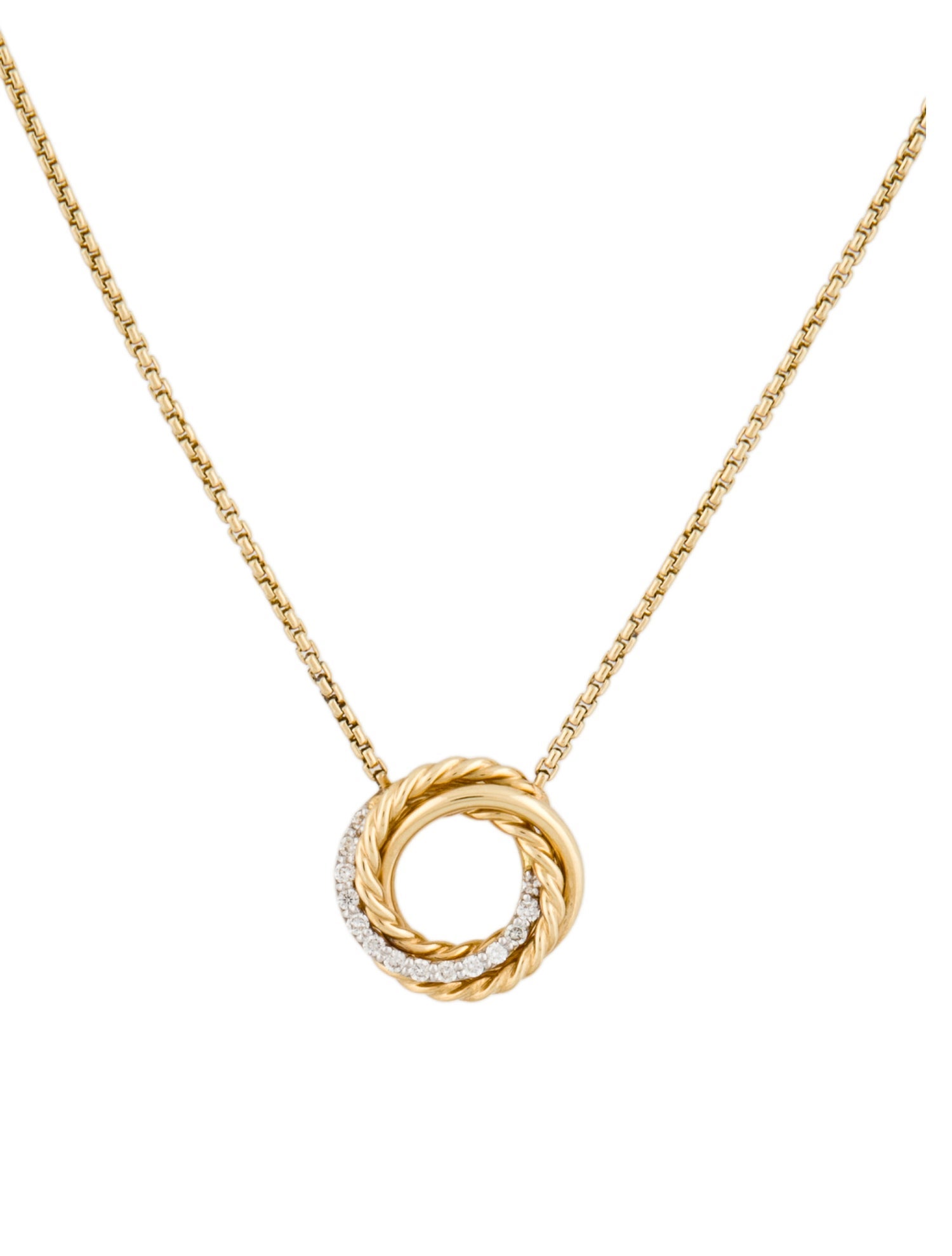 David Yurman 18K Diamond Crossover Pendant Necklace