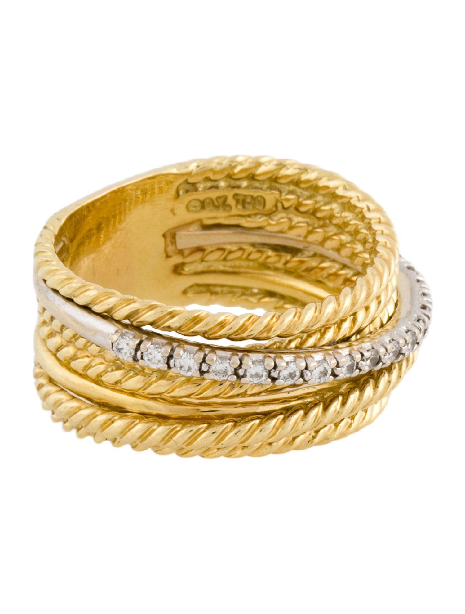 David Yurman 18K Diamond Crossover Ring