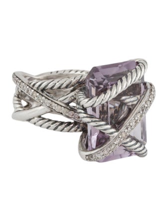 David Yurman Amethyst & Diamond Cable Wrap Ring