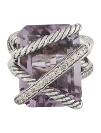 David Yurman Amethyst & Diamond Cable Wrap Ring