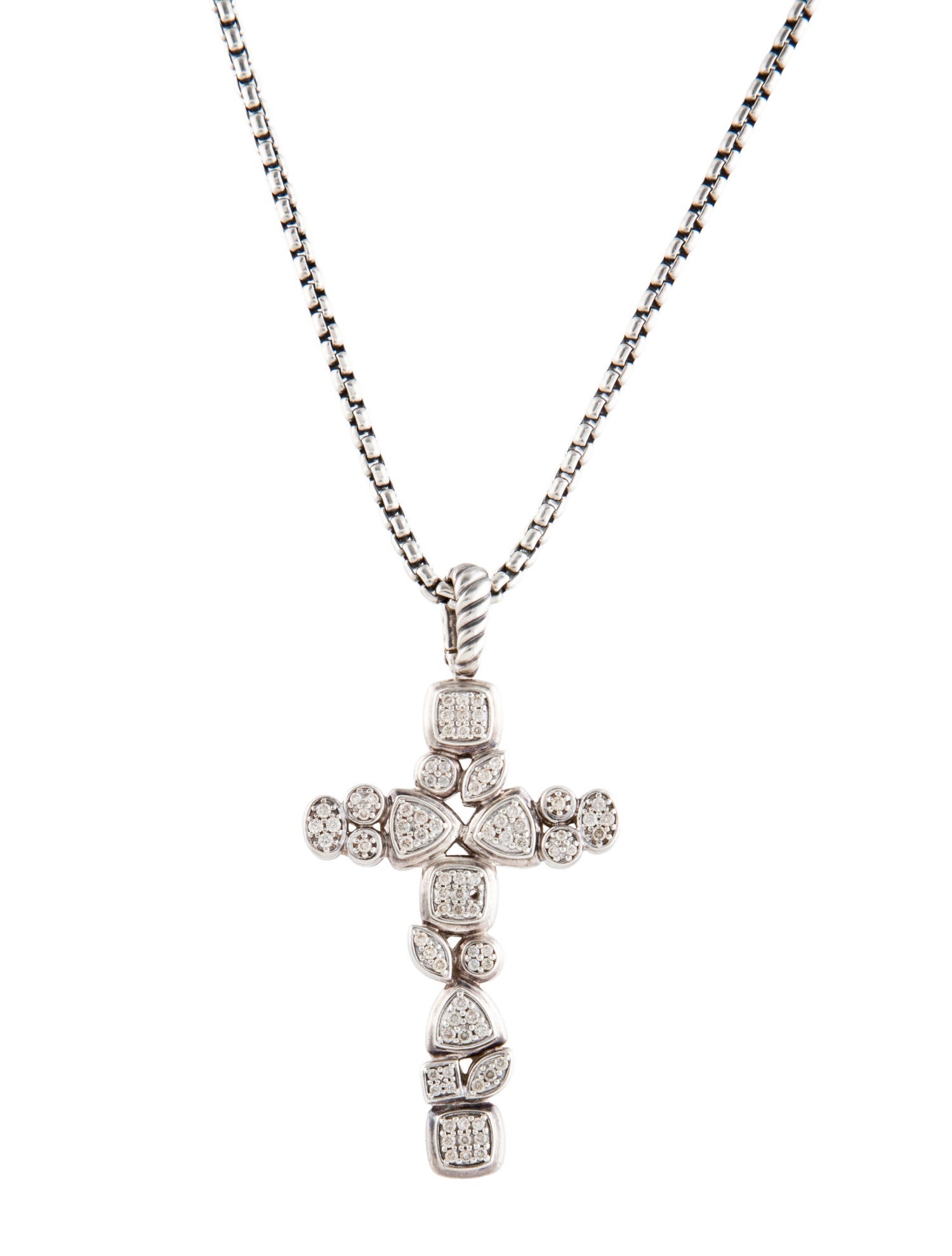 David Yurman Diamond Confetti Cross Enhancer Pendant Necklace
