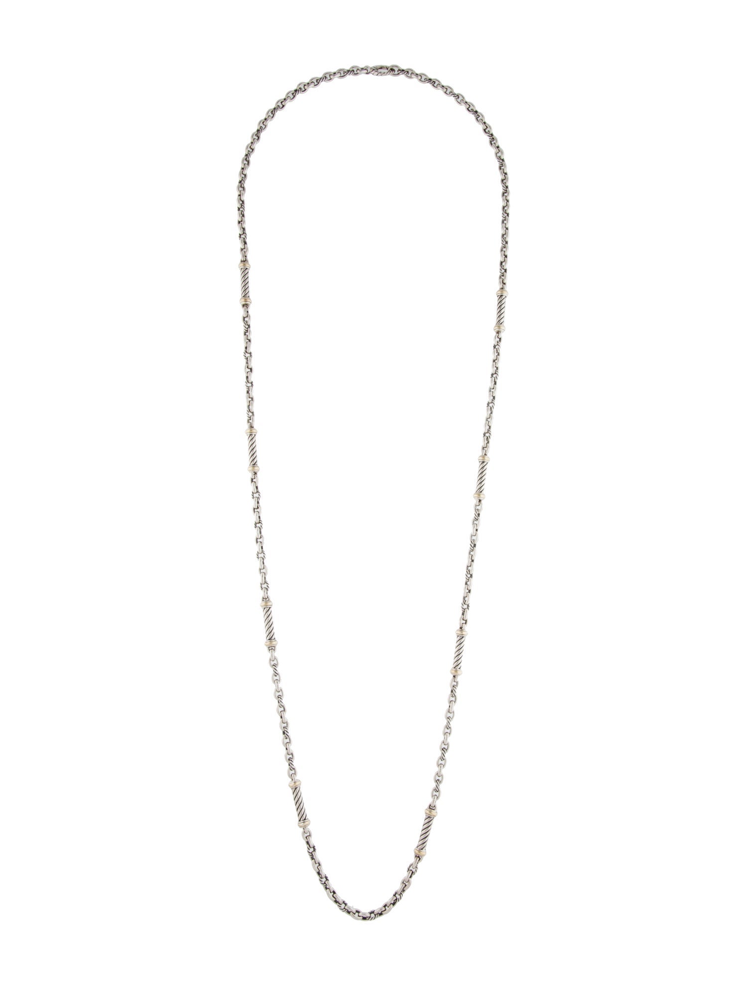 David Yurman Two-Tone Barrel Station Necklace