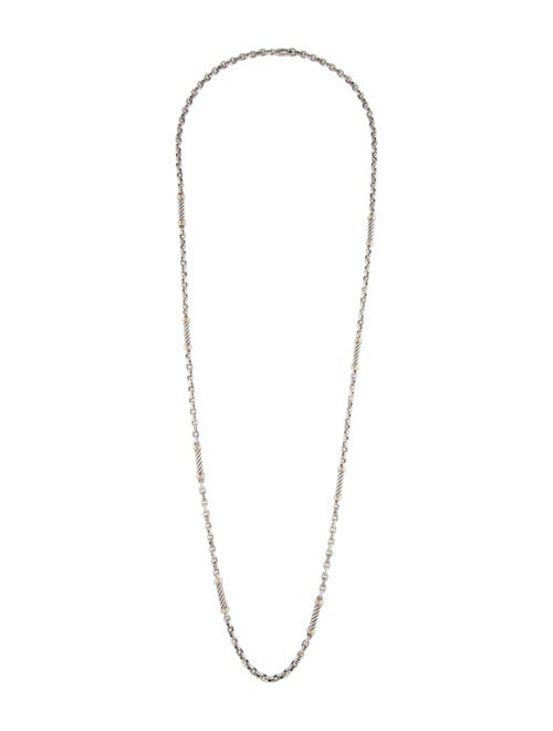 David Yurman Two-Tone Barrel Station Necklace