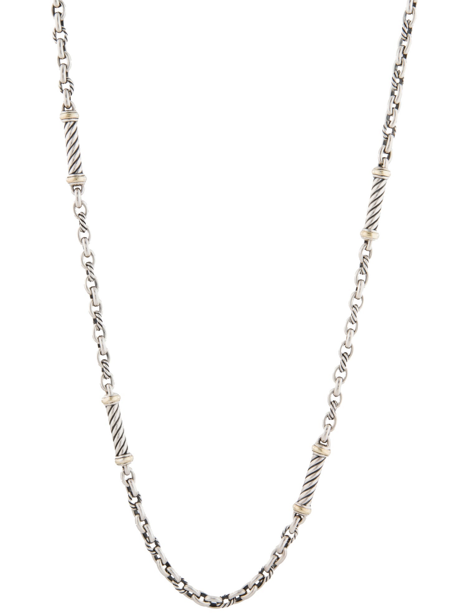 David Yurman Two-Tone Barrel Station Necklace