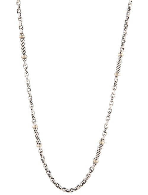 David Yurman Two-Tone Barrel Station Necklace
