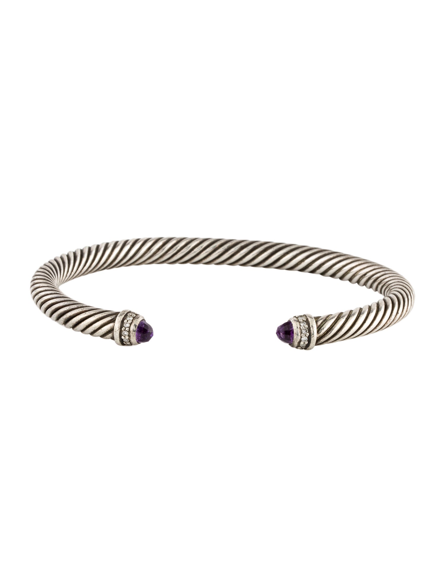 David Yurman Amethyst & Diamond Classic Cable Bracelet