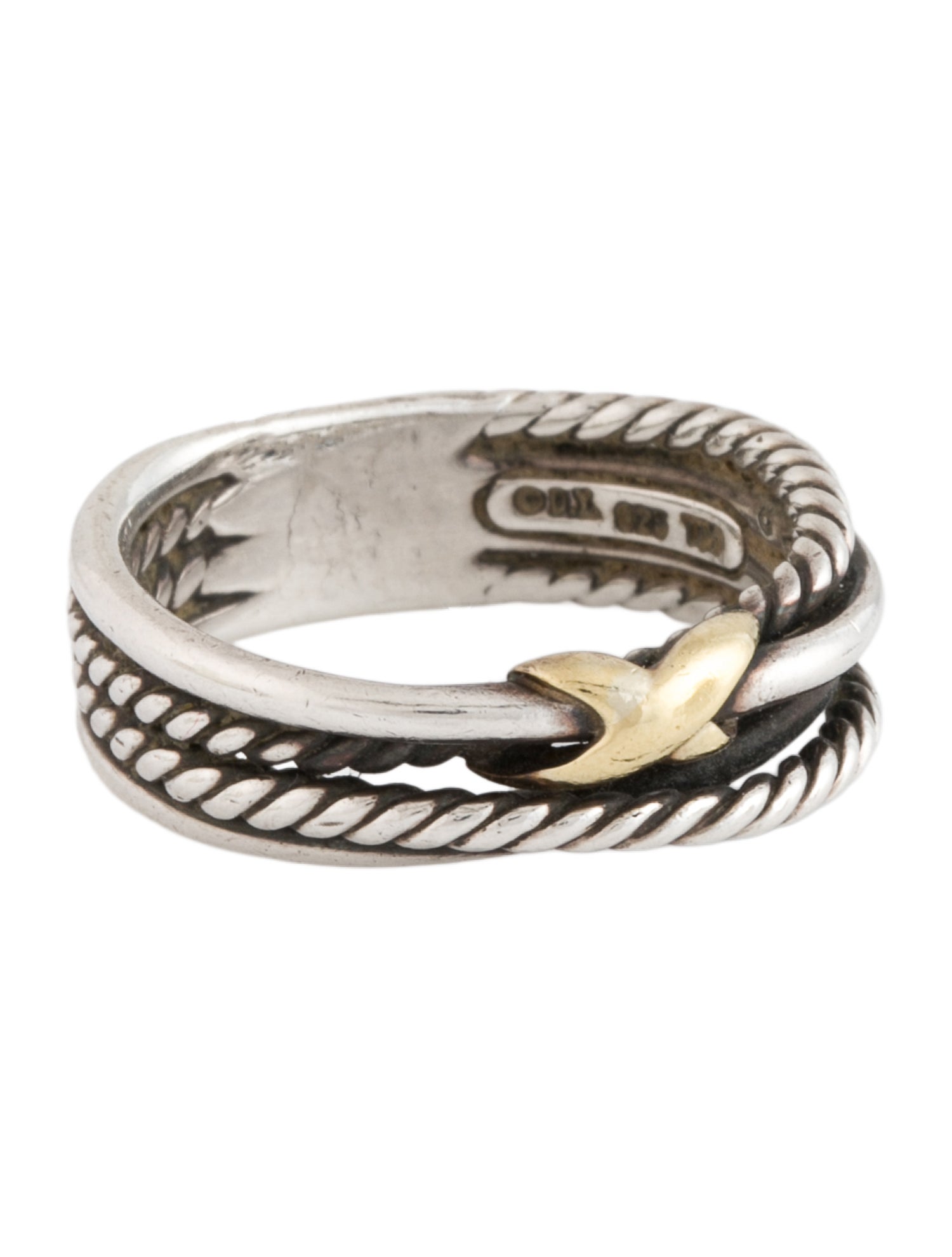 David Yurman Two Tone X Crossover Band Ring