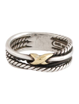 David Yurman Two Tone X Crossover Band Ring