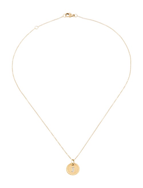 David Yurman 18K Diamond 'J' Initial Charm Necklace