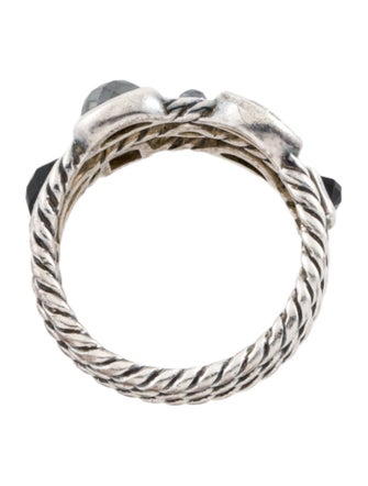 David Yurman Diamond, Onyx & Hematite Three-Row Confetti Ring