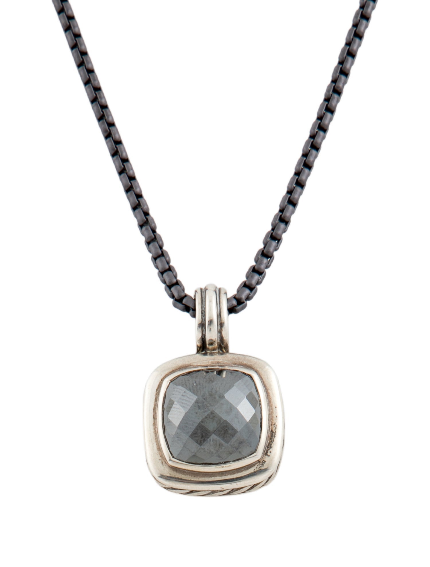 David Yurman Hematite Albion Enhancer Pendant Necklace