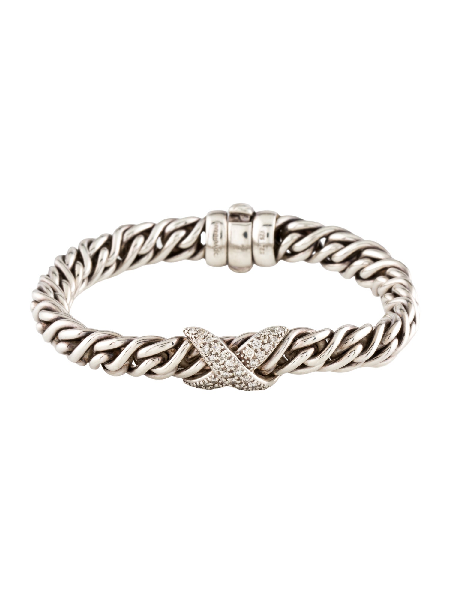 David Yurman Diamond 'X' Wheat Chain Link Bracelet