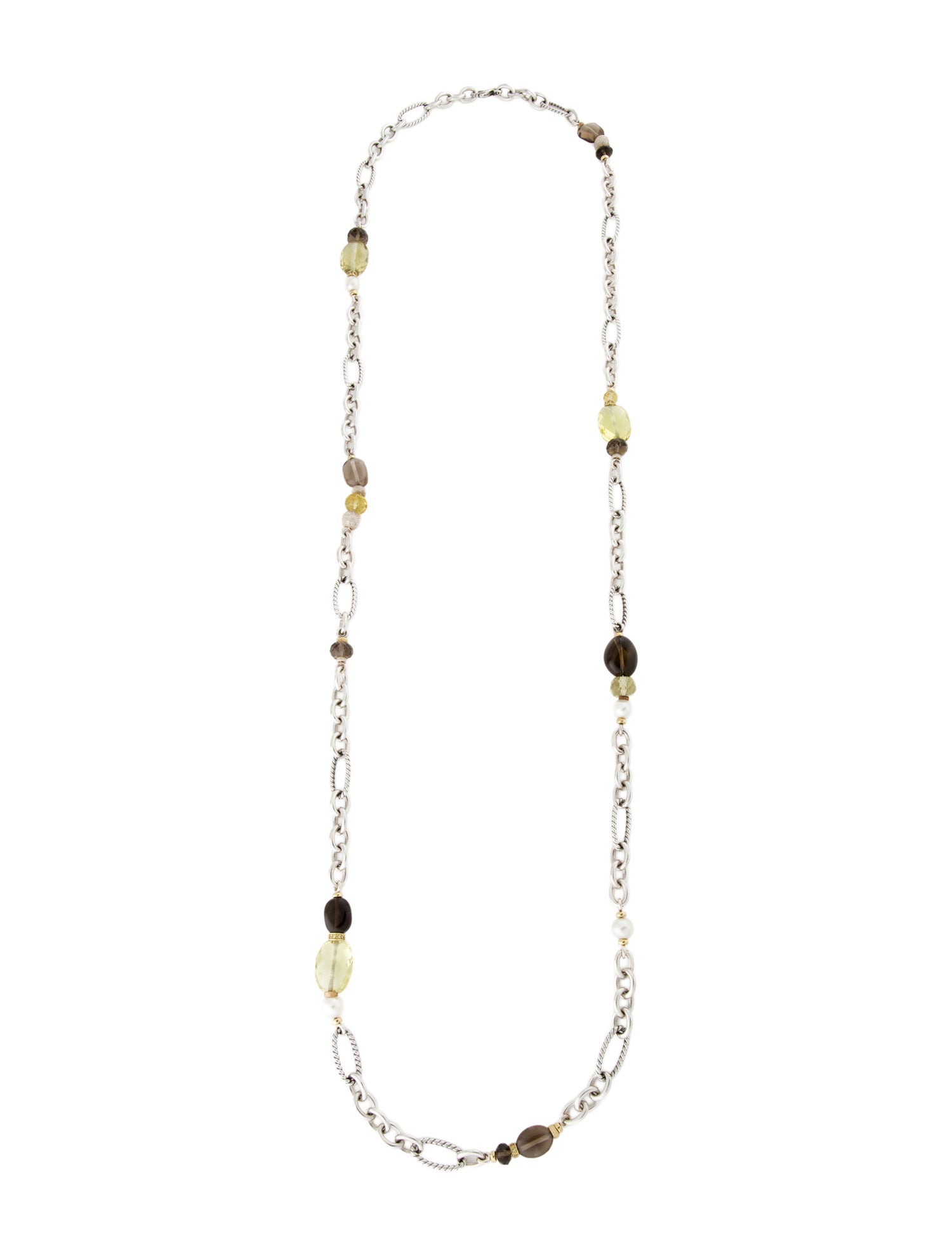 David Yurman Pearl & Multistone Long Necklace
