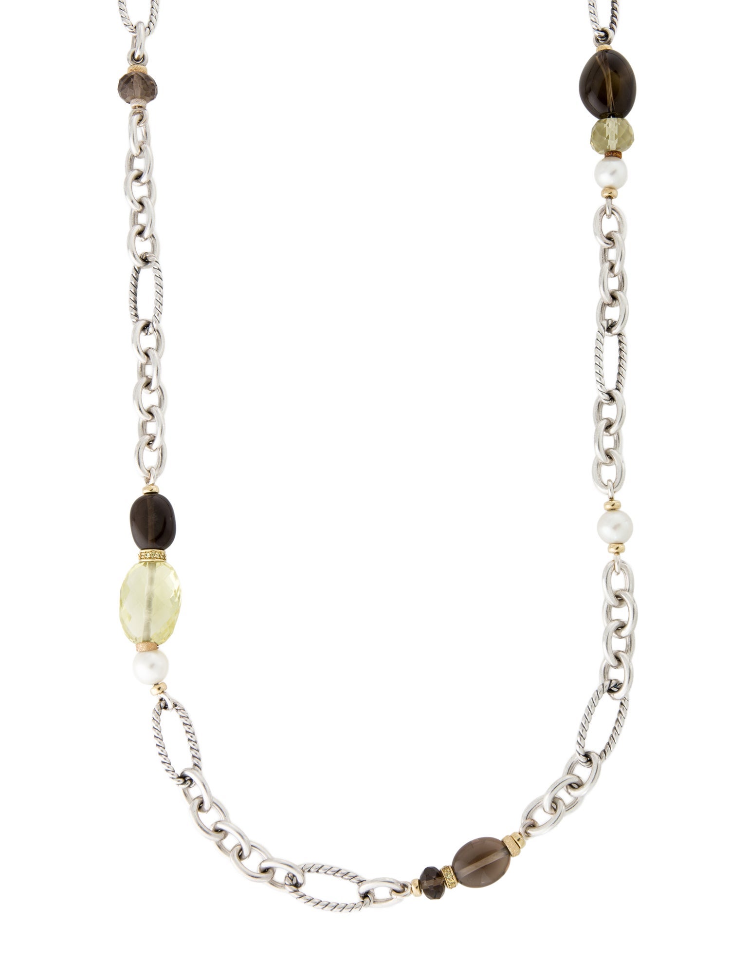 David Yurman Pearl & Multistone Long Necklace