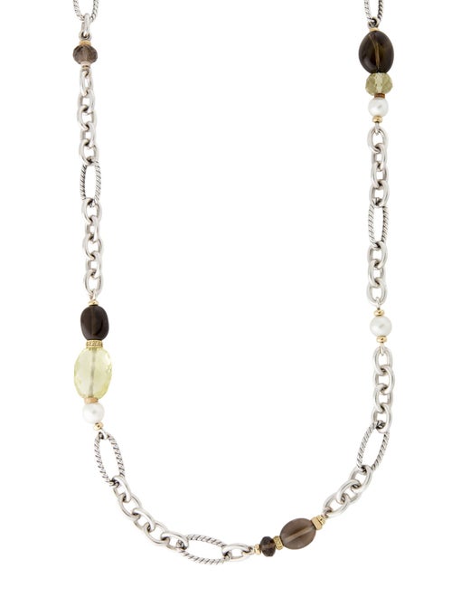David Yurman Pearl & Multistone Long Necklace