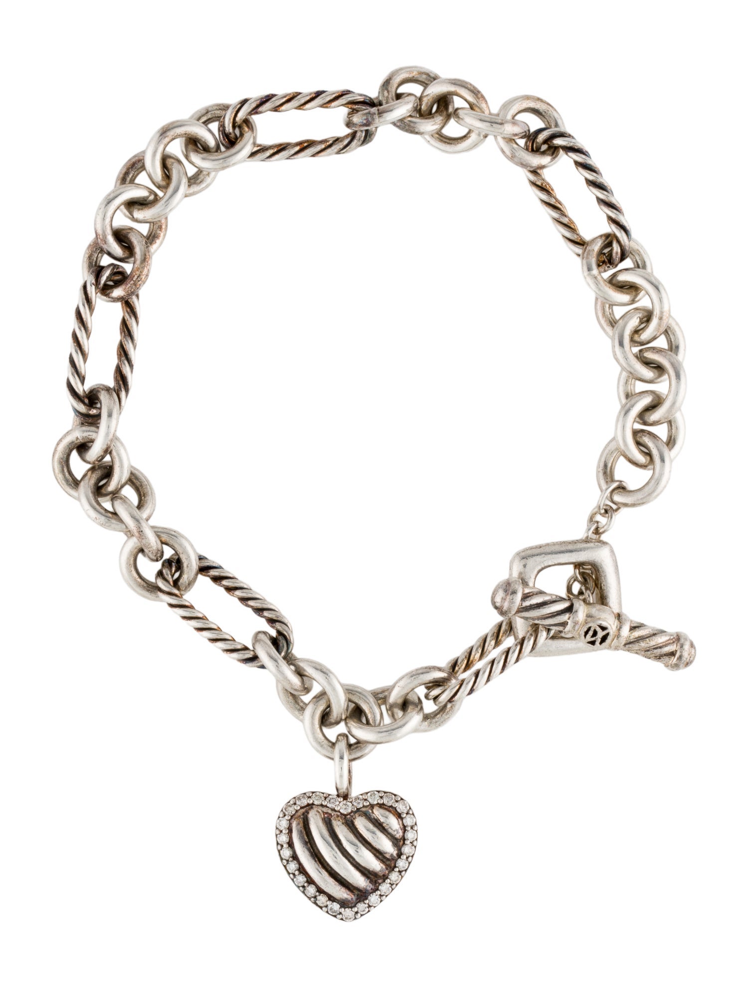 David Yurman Diamond Heart Charm Bracelet