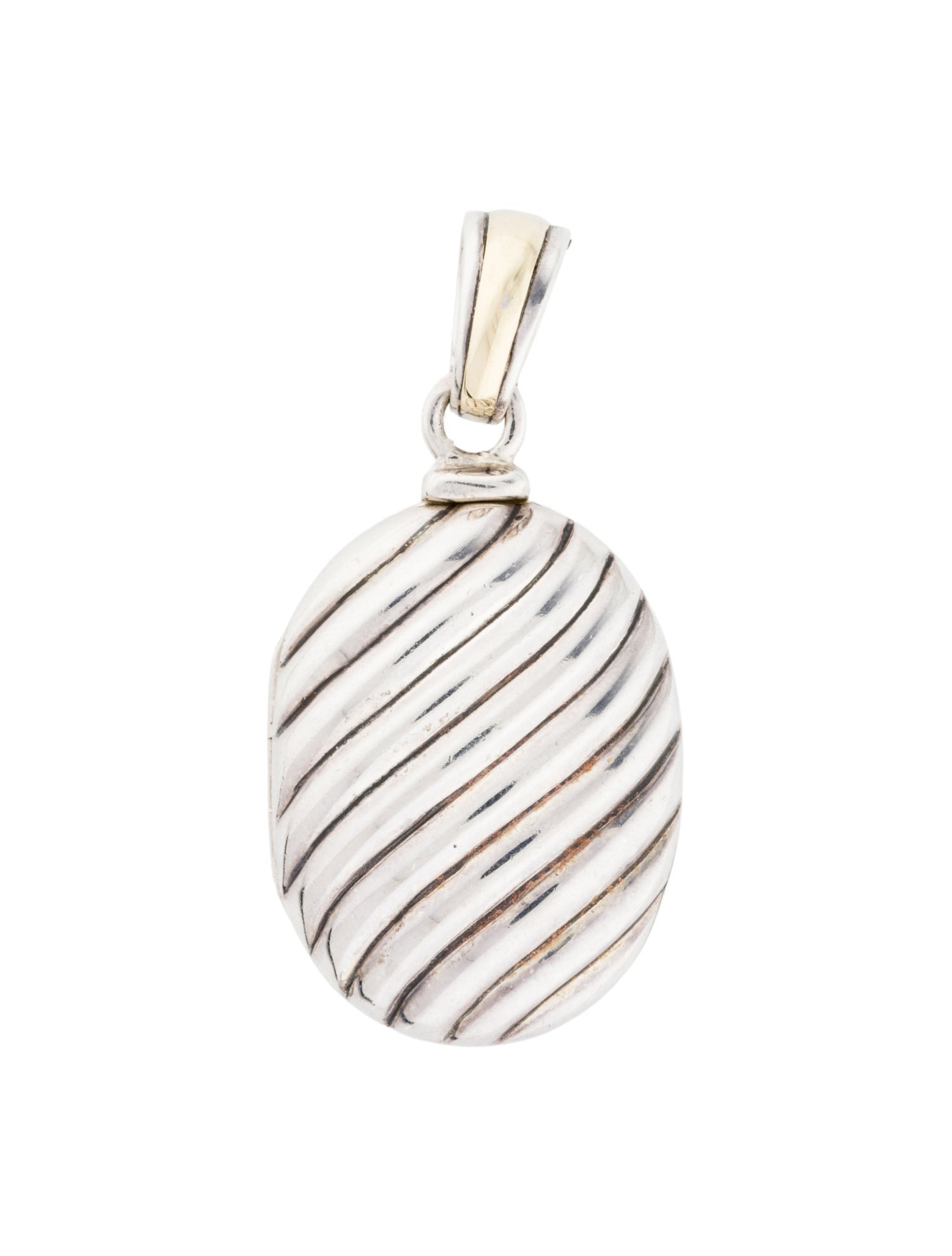 David Yurman Two-Tone Sculpted Cable Oval Locket