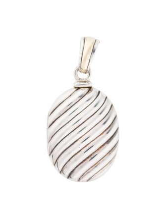 David Yurman Two-Tone Sculpted Cable Oval Locket